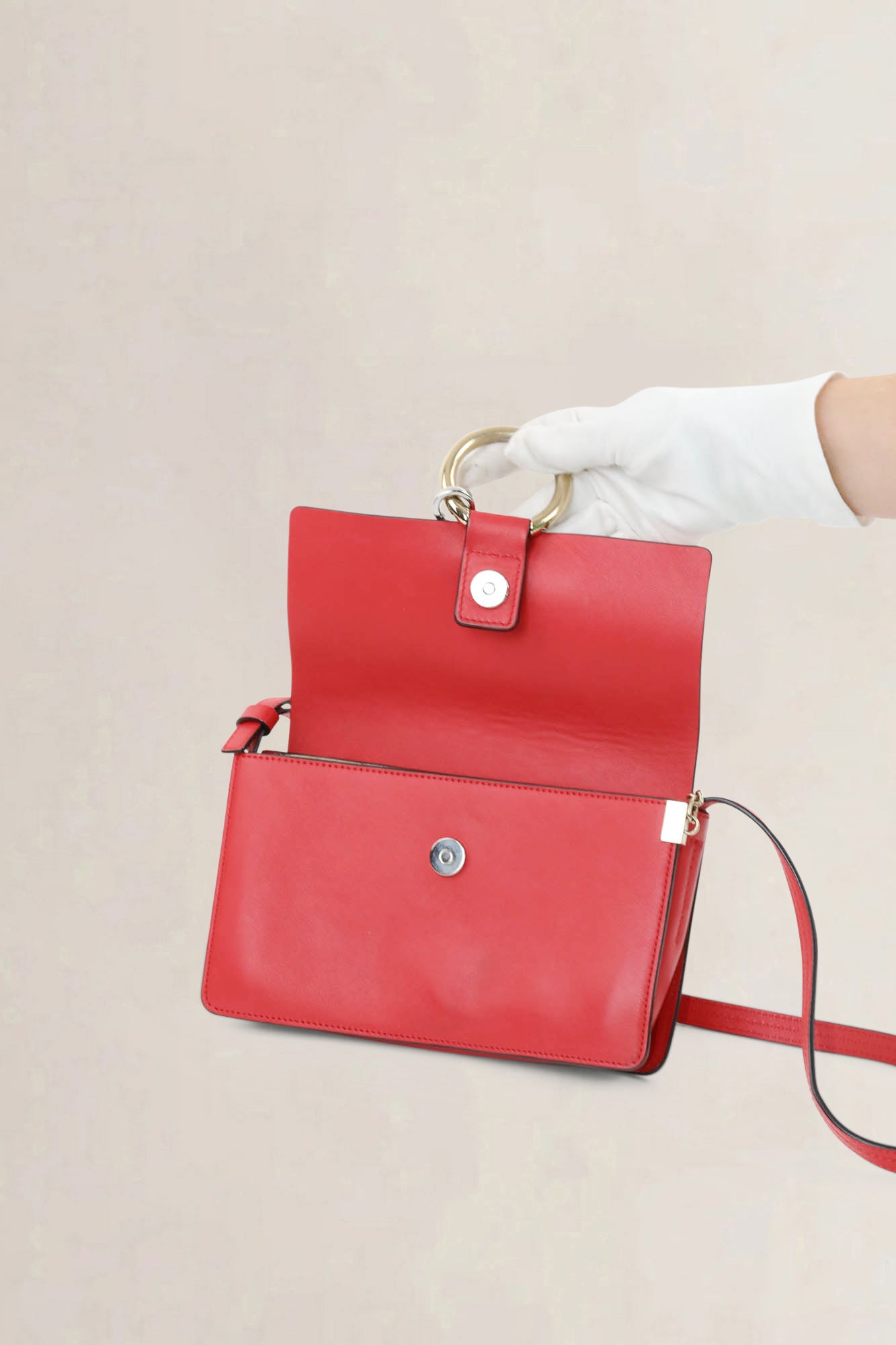 Red Leather/Suède Faye Crossbody Bag