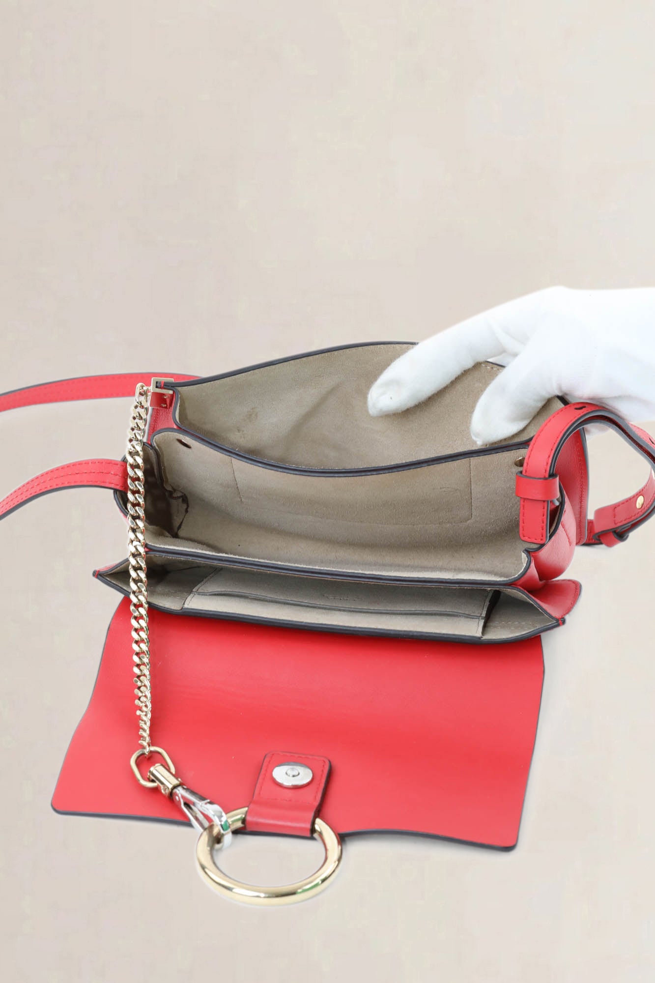 Red Leather/Suède Faye Crossbody Bag
