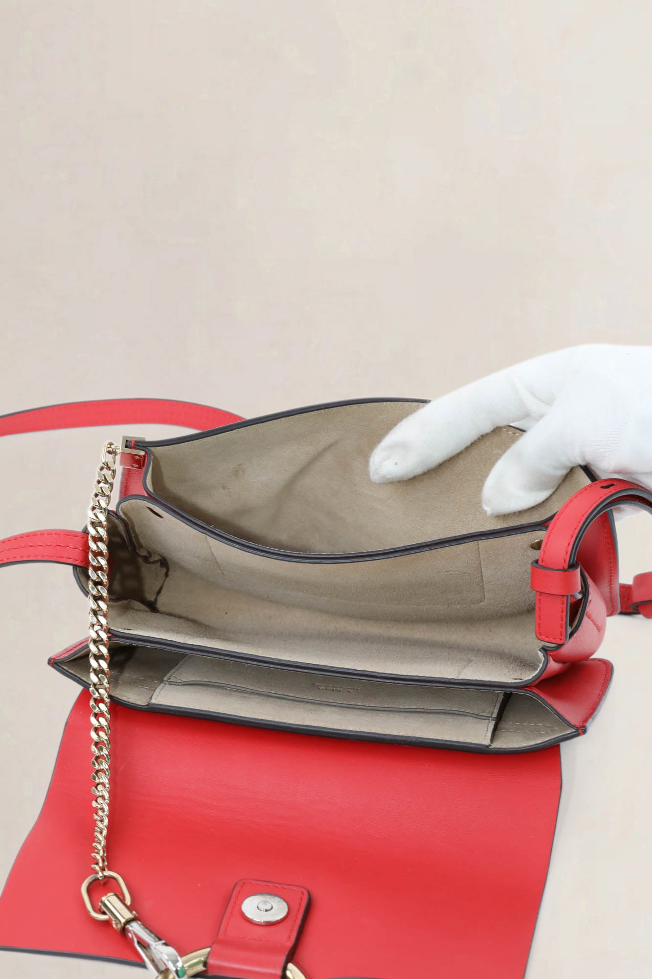 Red Leather/Suède Faye Crossbody Bag