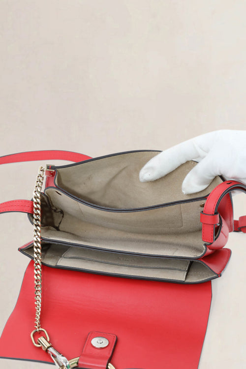 Red Leather/Suède Faye Crossbody Bag