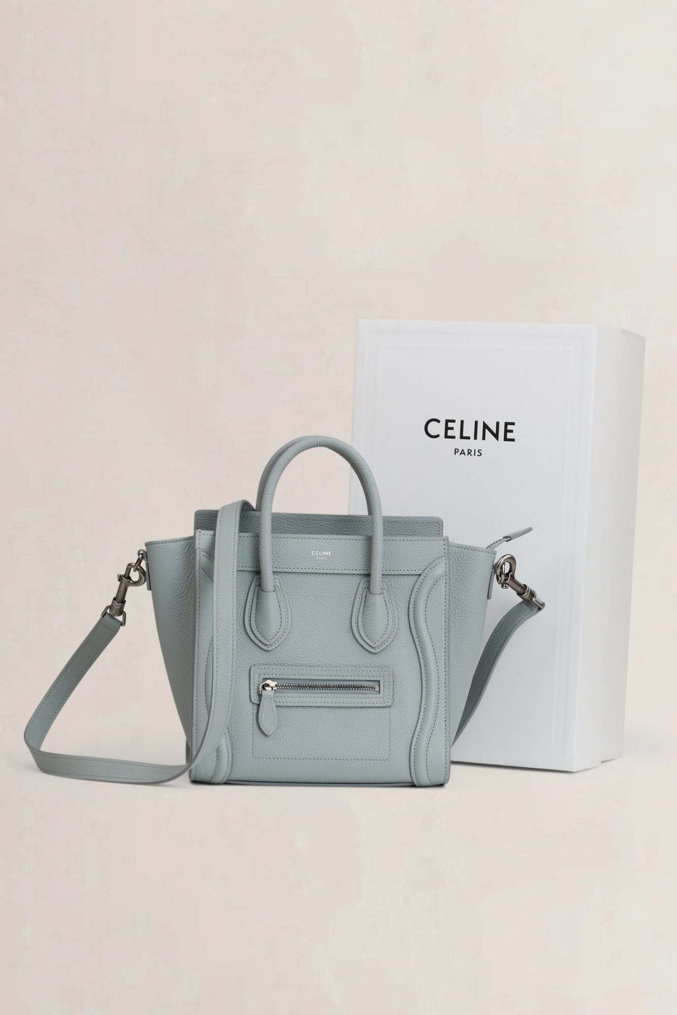 Céline Light Grey Nano Luggage Crossbody Bag