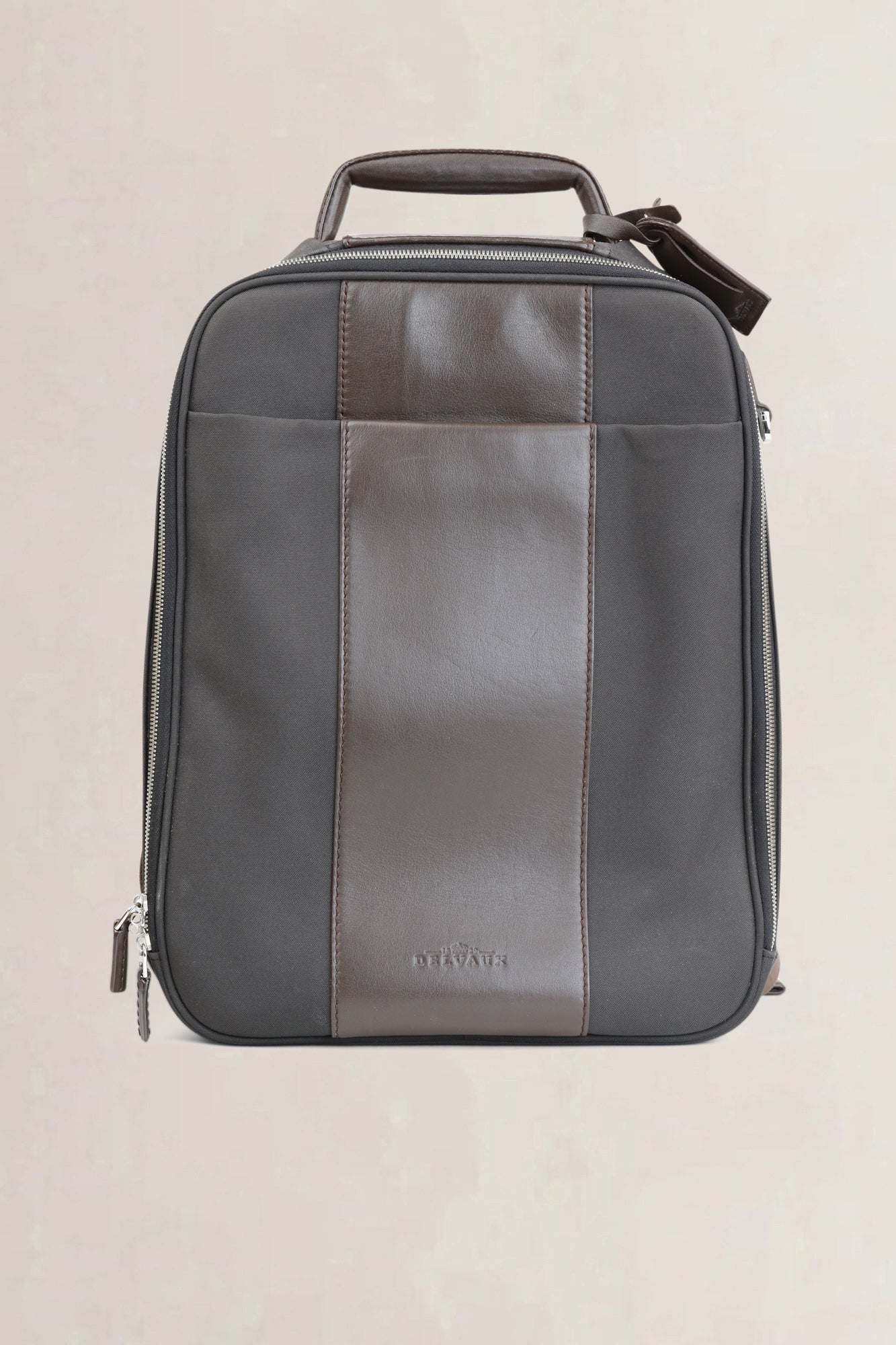 Delvaux Brown Leather Canvas Airess Backpack