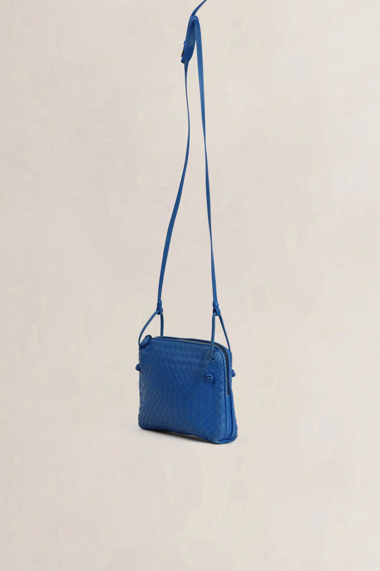 Bottega Veneta Blue Intrecciato Leather Nodini Crossbody Bag