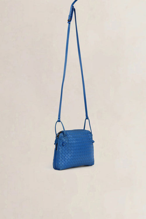 Bottega Veneta Blue Intrecciato Leather Nodini Crossbody Bag