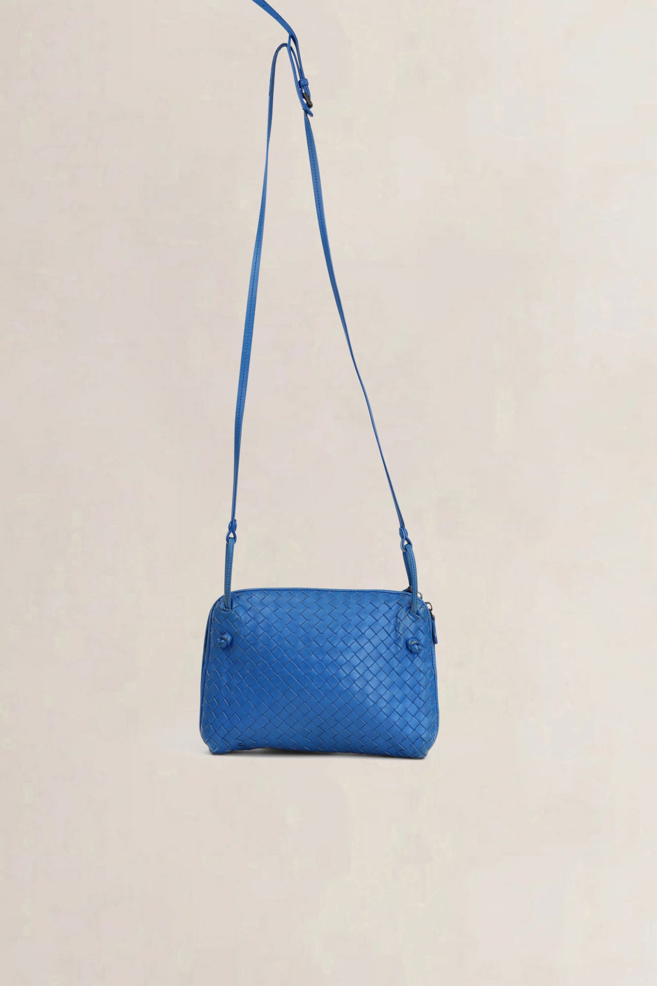 Bottega Veneta Blue Intrecciato Leather Nodini Crossbody Bag