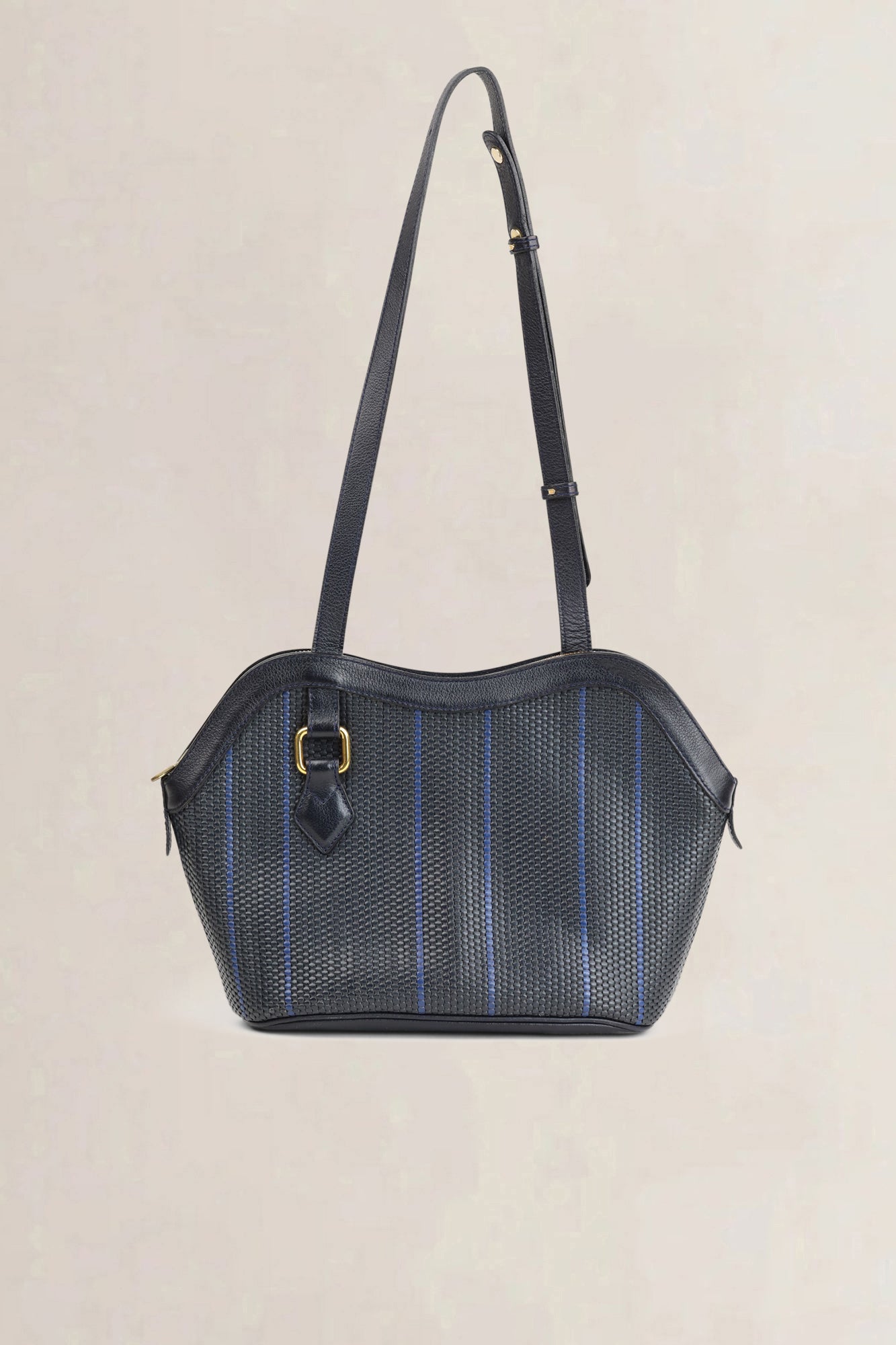 Delvaux Blue/Black Toile De Cuir Shoulder Bag