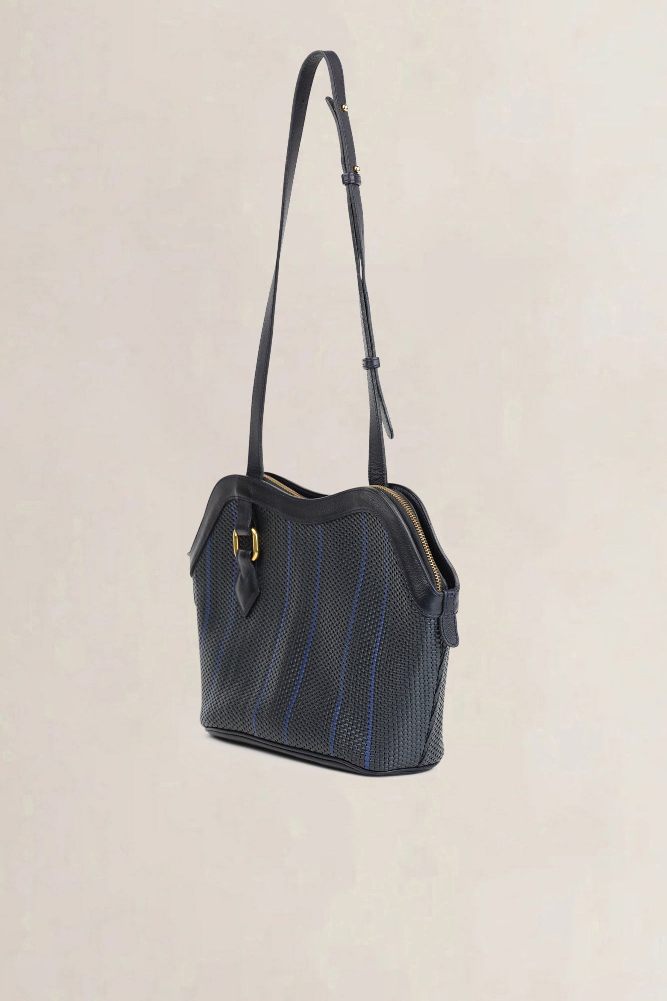 Delvaux Blue/Black Toile De Cuir Shoulder Bag