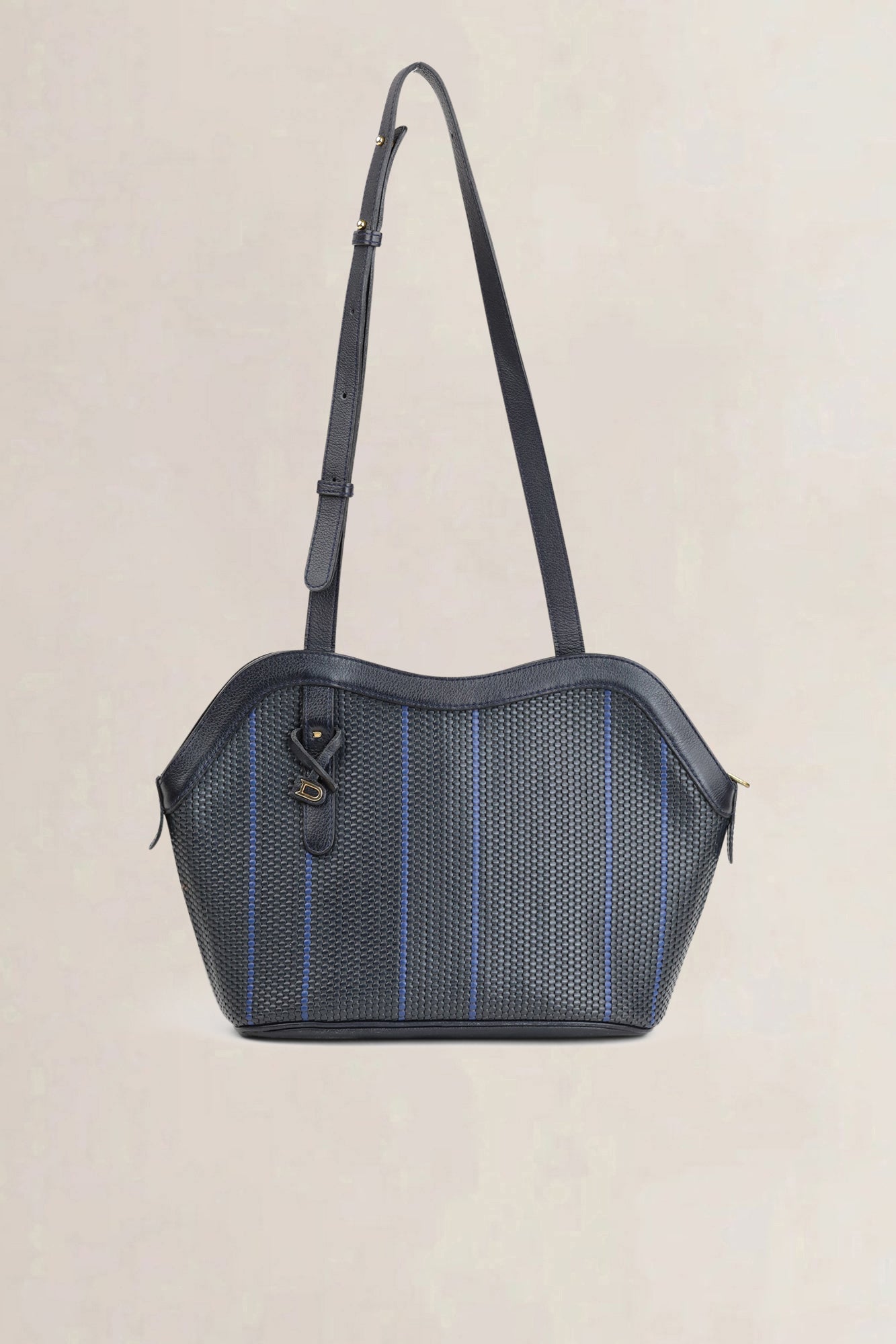 Delvaux Blue/Black Toile De Cuir Shoulder Bag