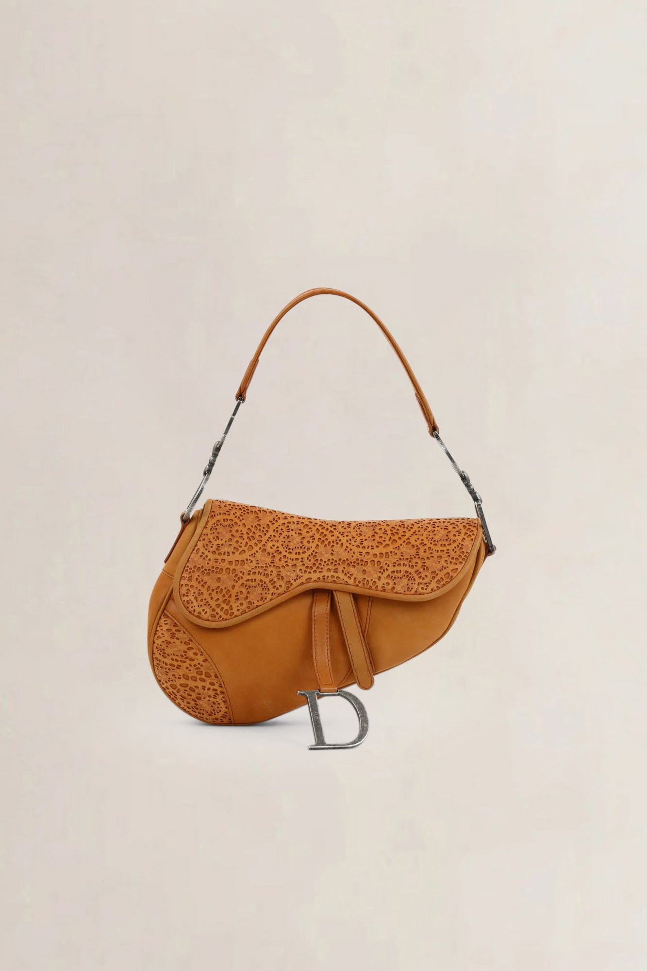 Christian Dior Brown Laser Cut Saddle Bag