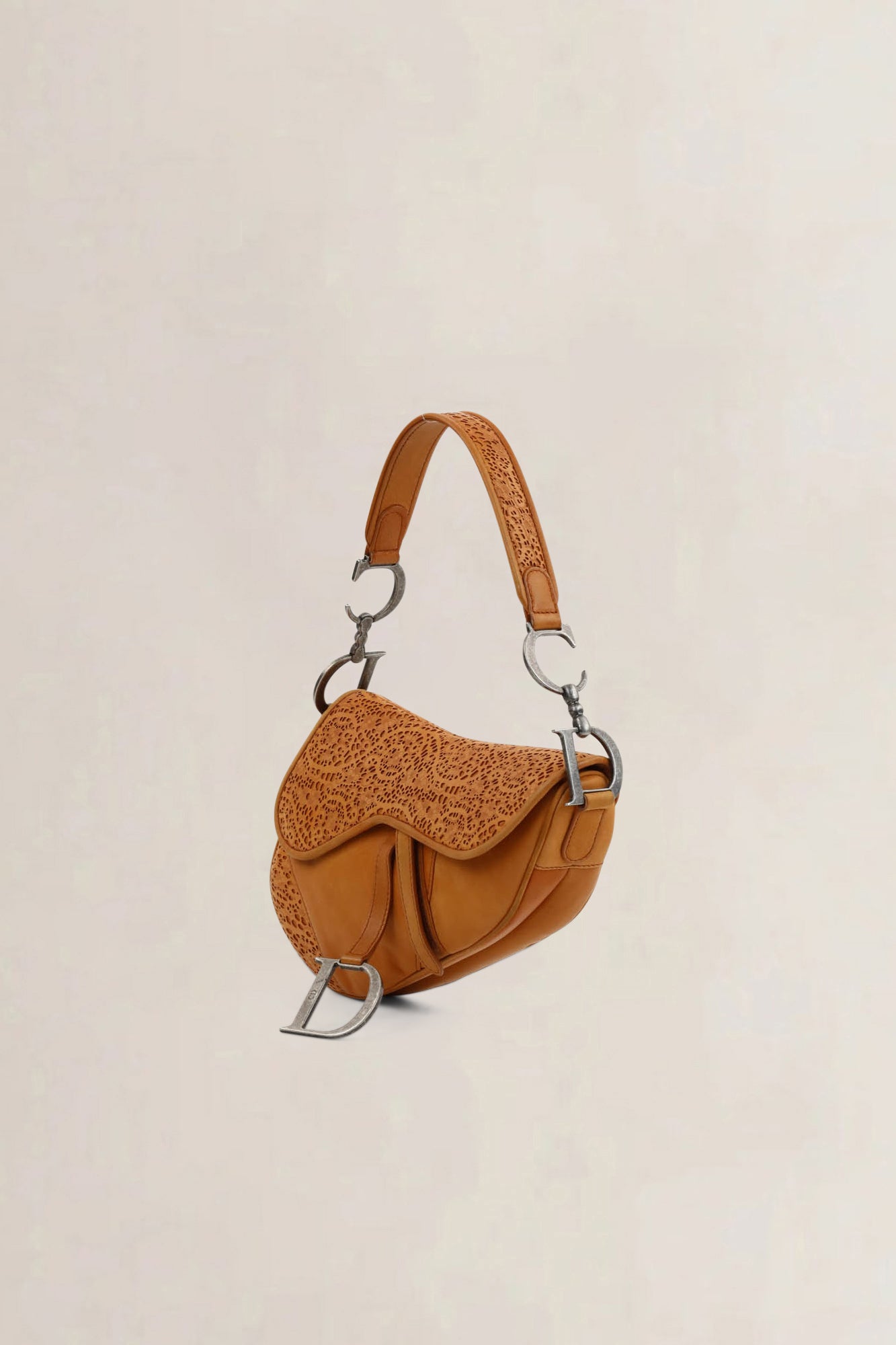Christian Dior Brown Laser Cut Saddle Bag
