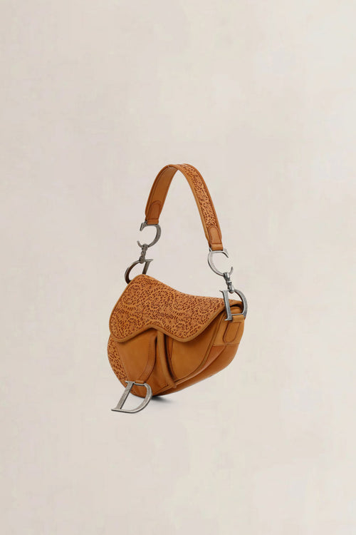 Christian Dior Brown Laser Cut Saddle Bag