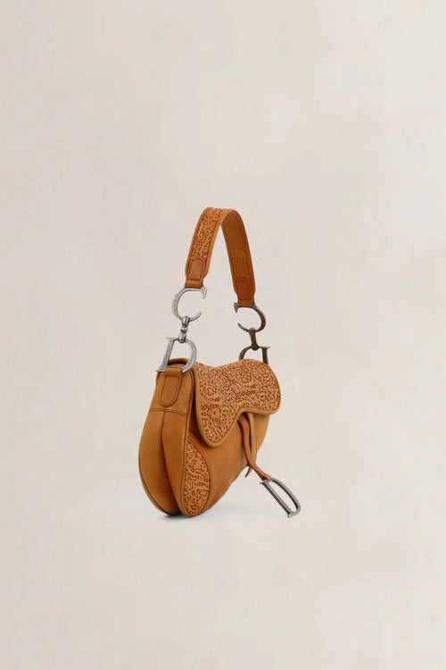 Christian Dior Brown Laser Cut Saddle Bag