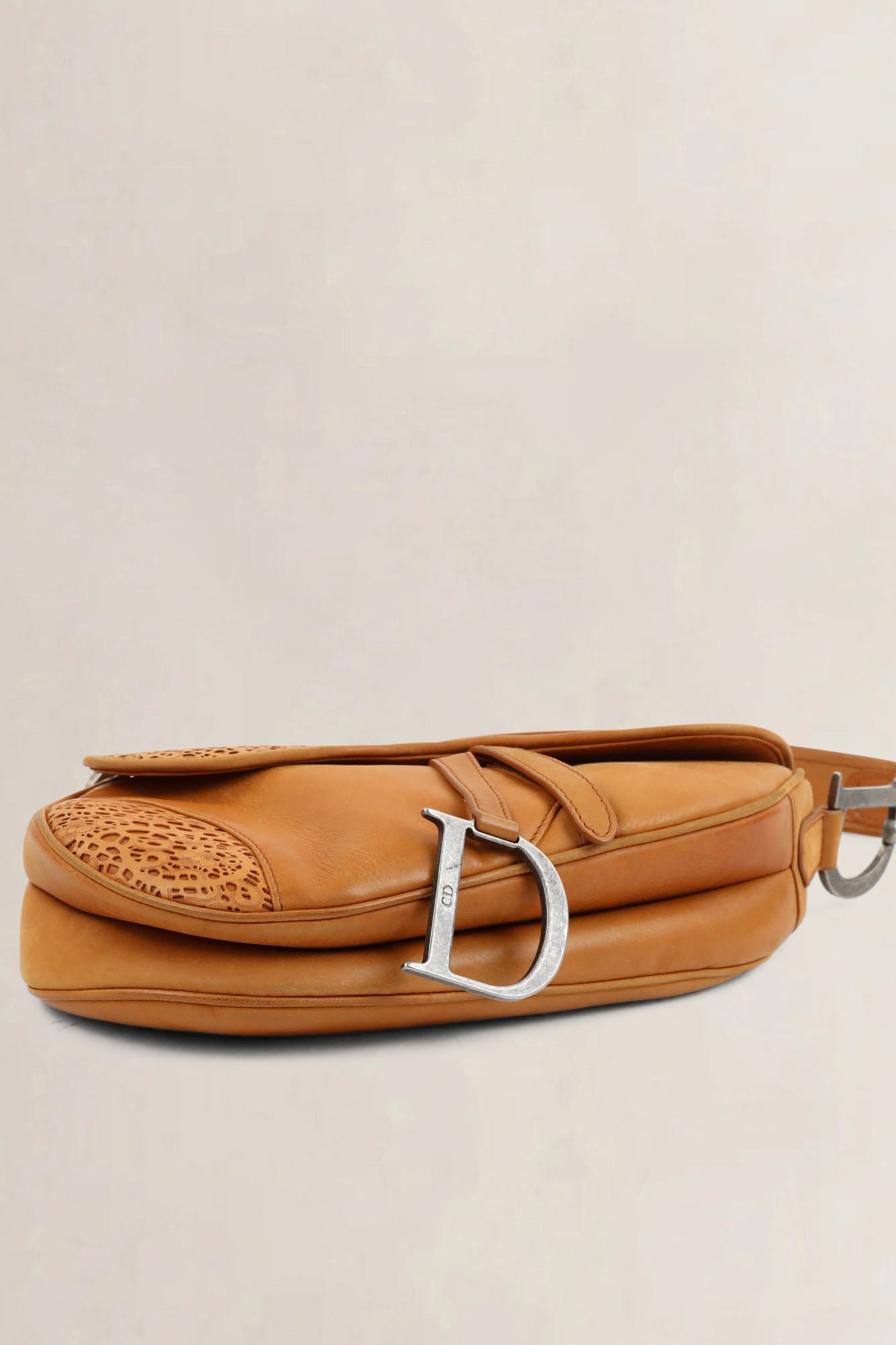 Christian Dior Brown Laser Cut Saddle Bag
