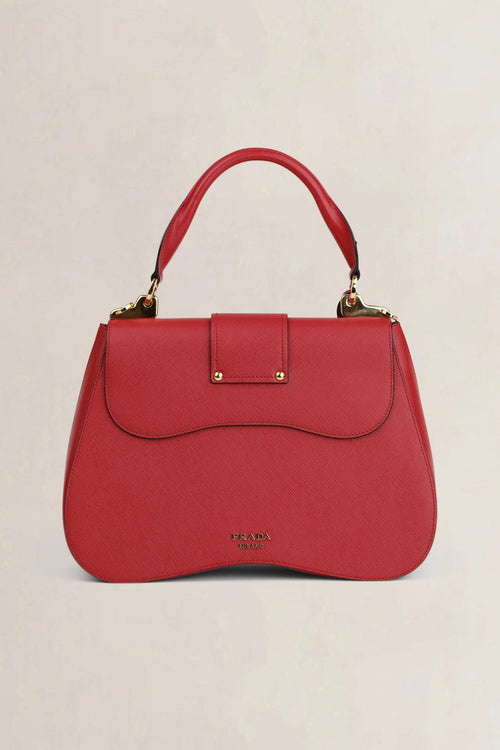 Prada Red Saffiano Lux Saffiano Leather Sidonie Top Handle Bag