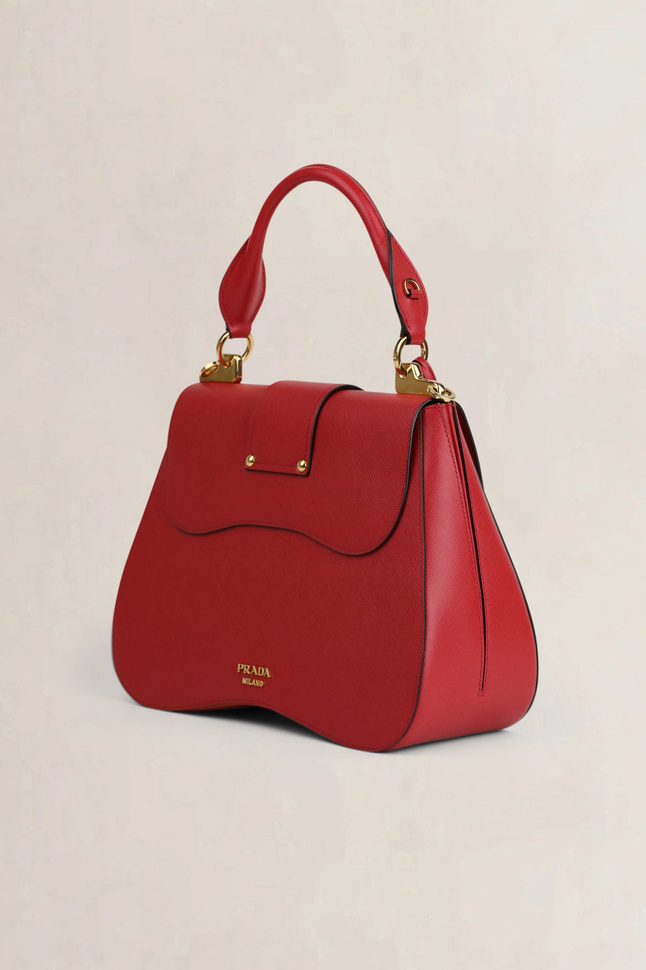 Prada Red Saffiano Lux Saffiano Leather Sidonie Top Handle Bag