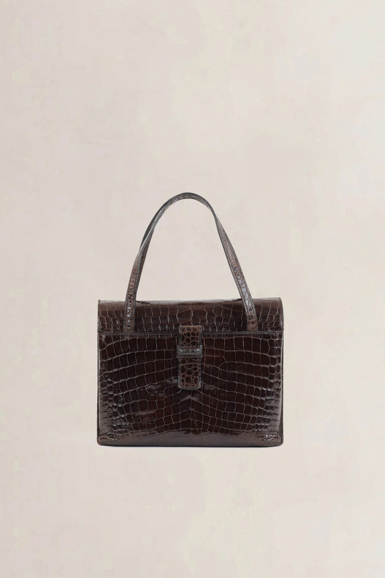 Brown Croco Top Handle Bag