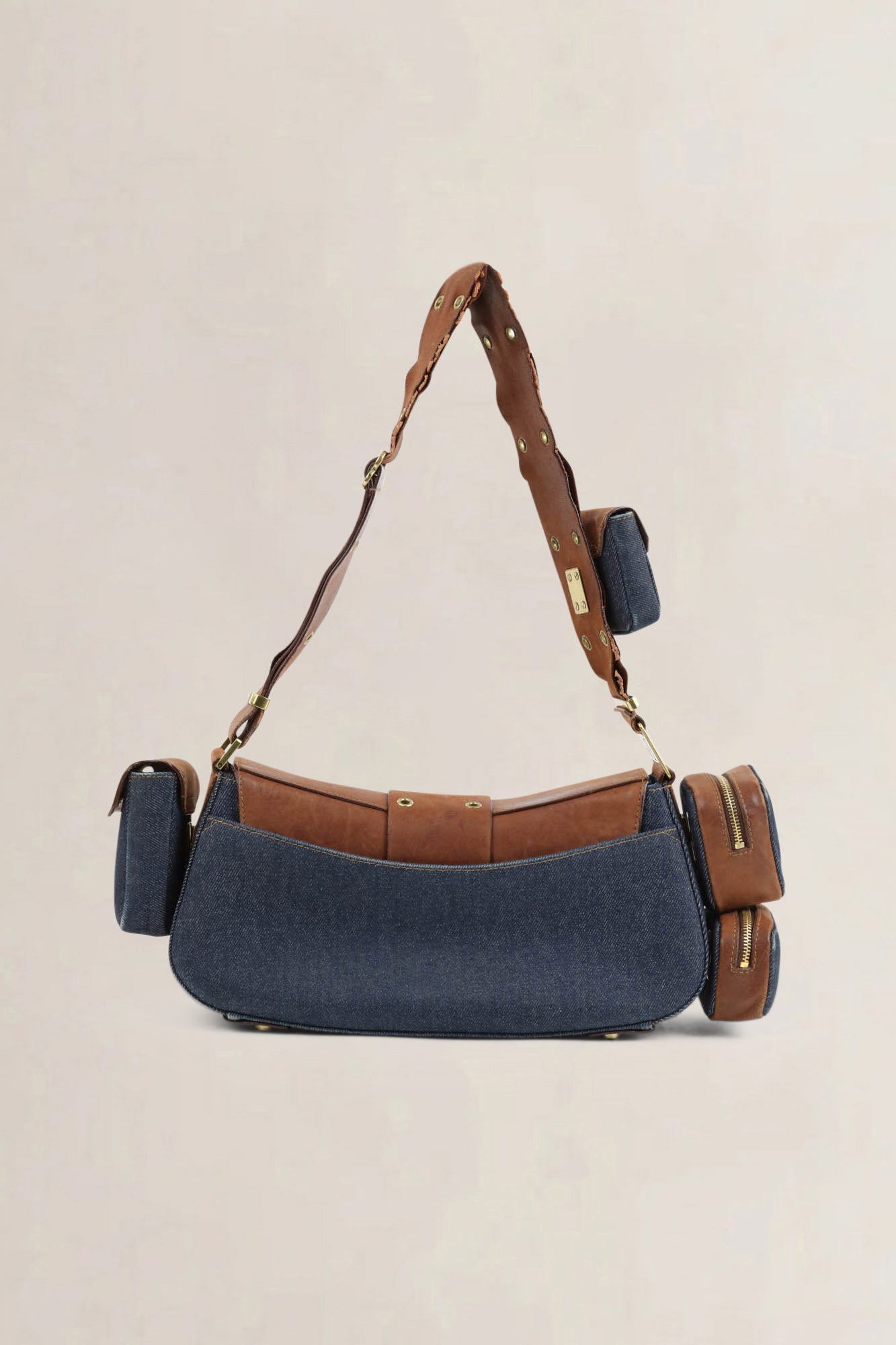 Christian Dior Blue/Brown Denim Street Chic Colombus Shoulder Bag