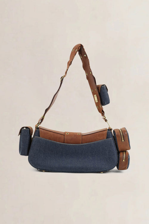 Christian Dior Blue/Brown Denim Street Chic Colombus Shoulder Bag