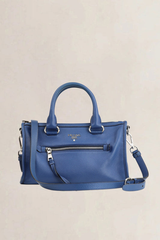 Prada Bluette Vitello Daino Crossbody Bag