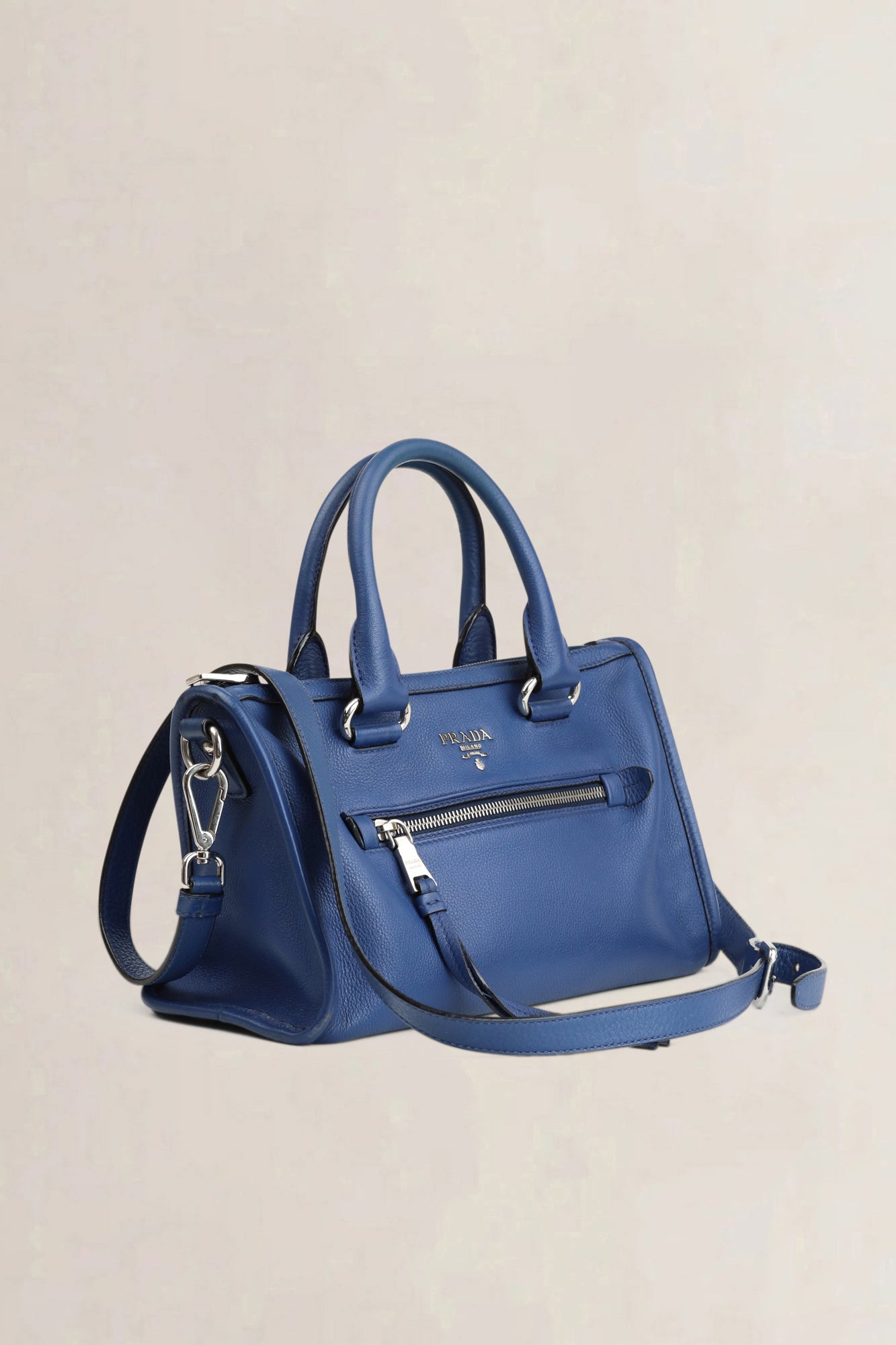 Prada Bluette Vitello Daino Crossbody Bag