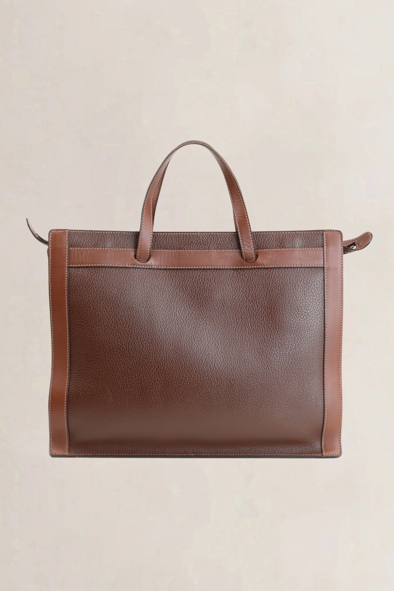 Deux de Delvaux Brown Leather Top Handle Bag