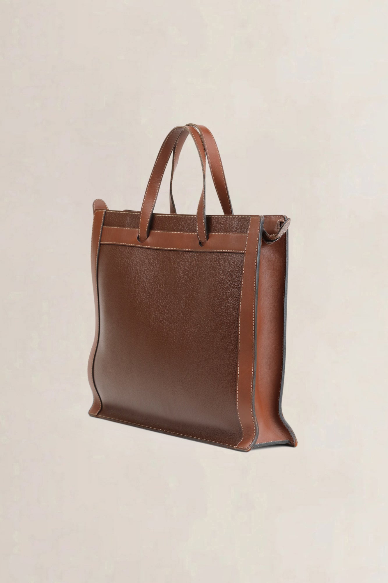 Deux de Delvaux Brown Leather Top Handle Bag