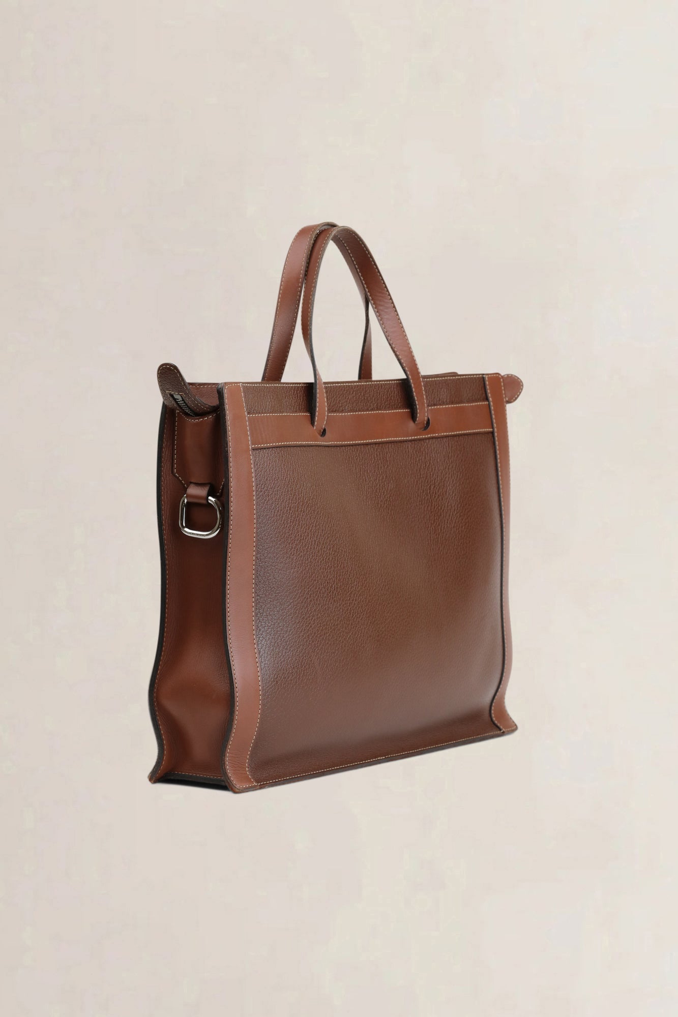 Deux de Delvaux Brown Leather Top Handle Bag