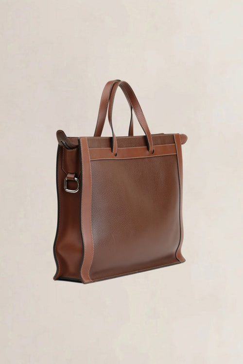 Deux de Delvaux Brown Leather Top Handle Bag