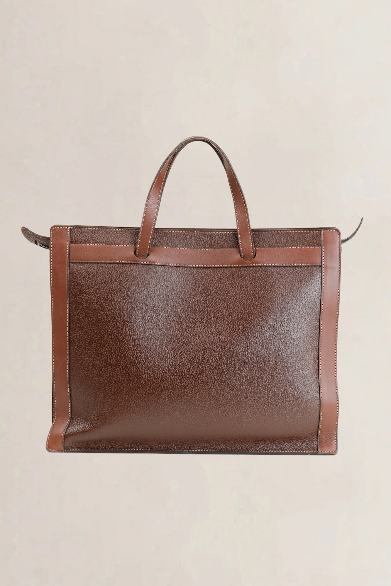 Deux de Delvaux Brown Leather Top Handle Bag