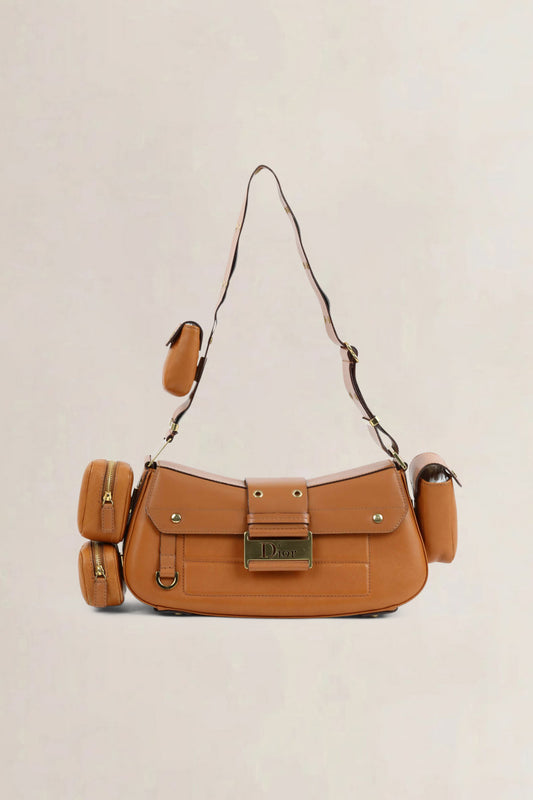 Christian Dior Brown Leather Street Chic Avenue Colombus Shoulder Bag