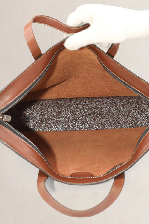 Deux de Delvaux Brown Leather Top Handle Bag