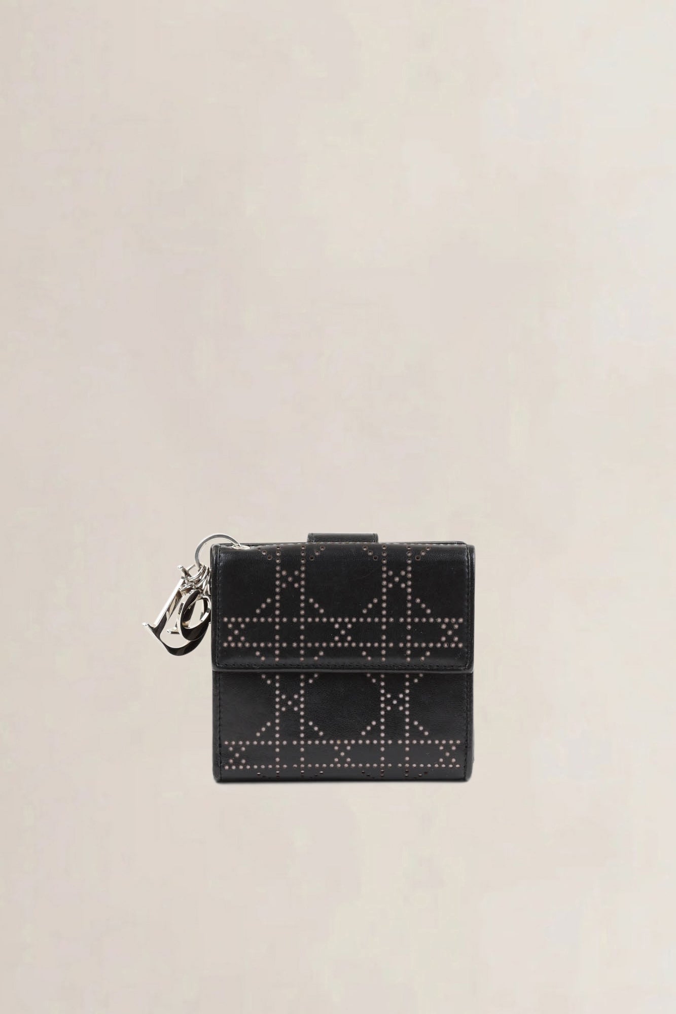Christian Dior Black Cannage Perforated Wallet