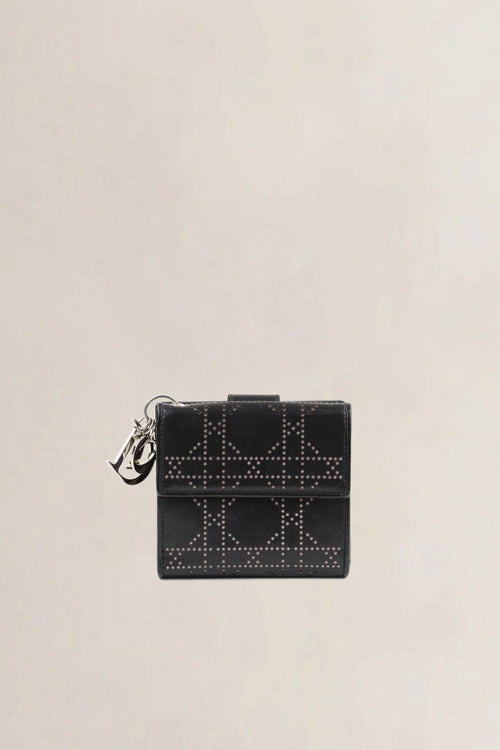 Christian Dior Black Cannage Perforated Wallet