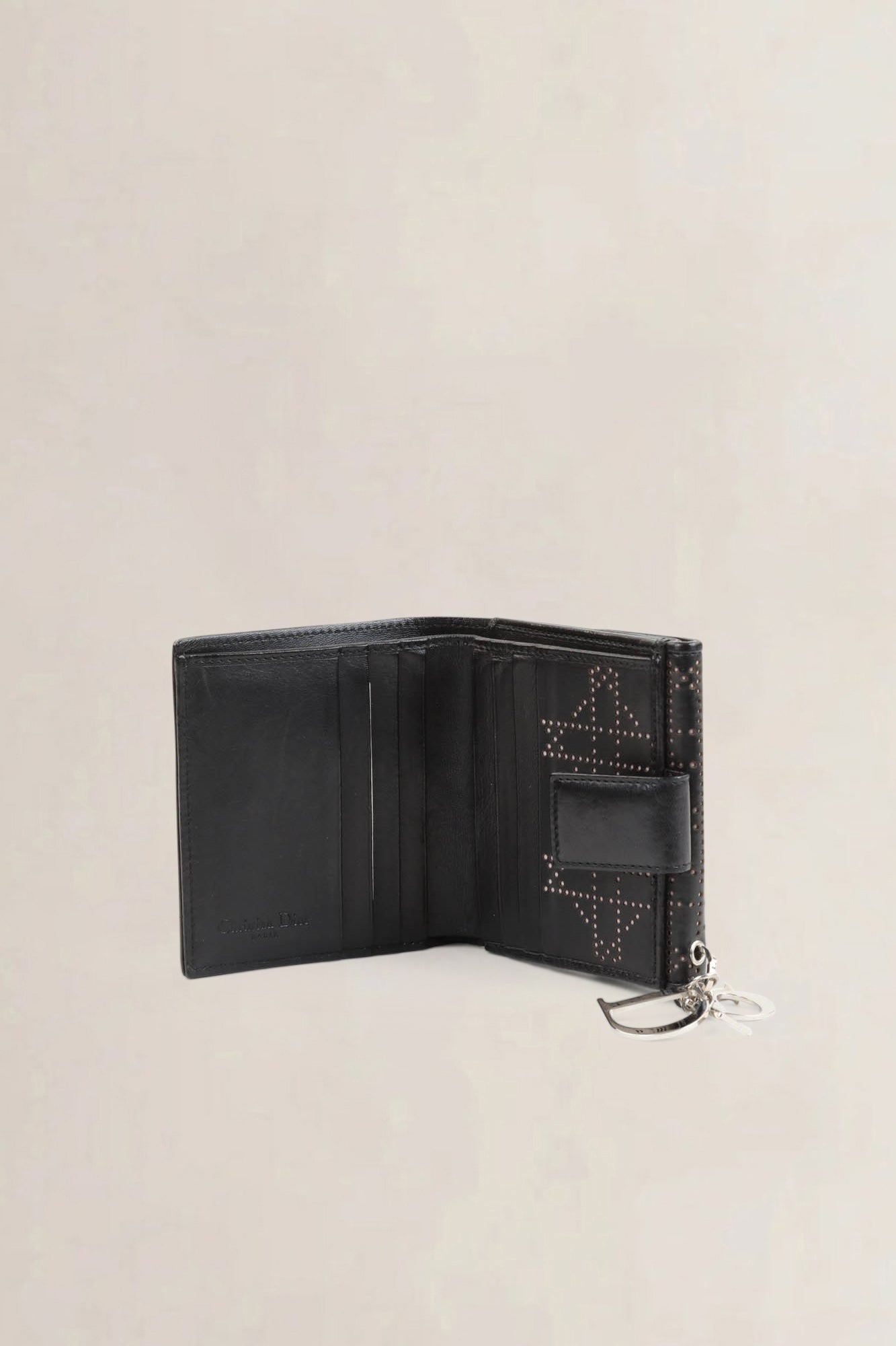 Christian Dior Black Cannage Perforated Wallet