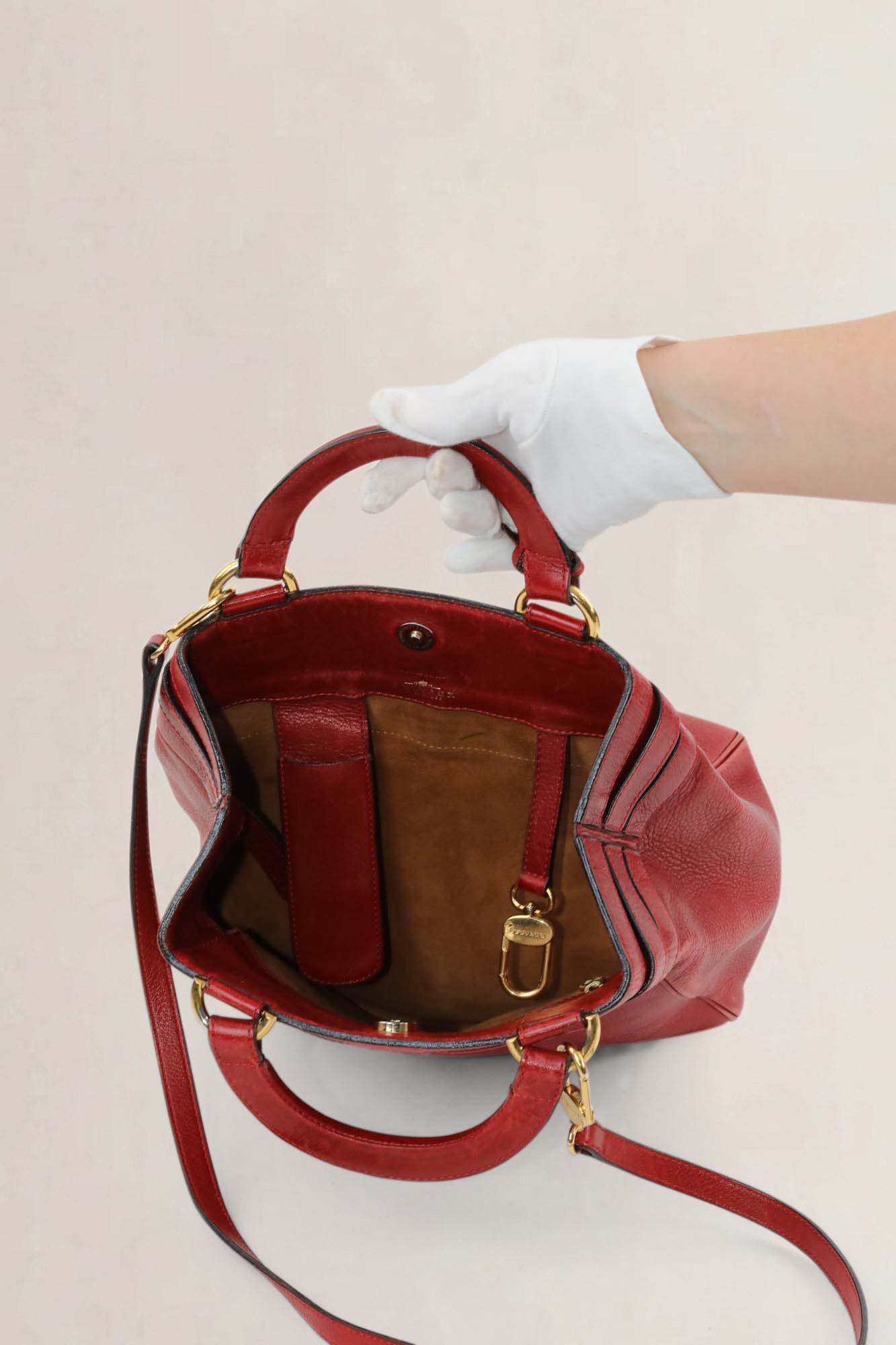 Delvaux Rosso Roseau Top Handle Bag