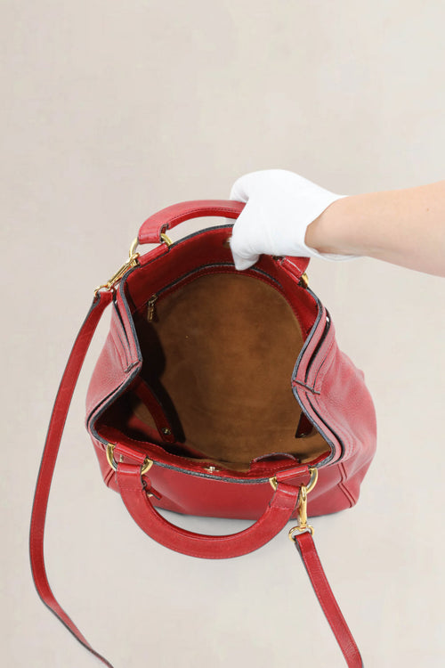 Delvaux Rosso Roseau Top Handle Bag