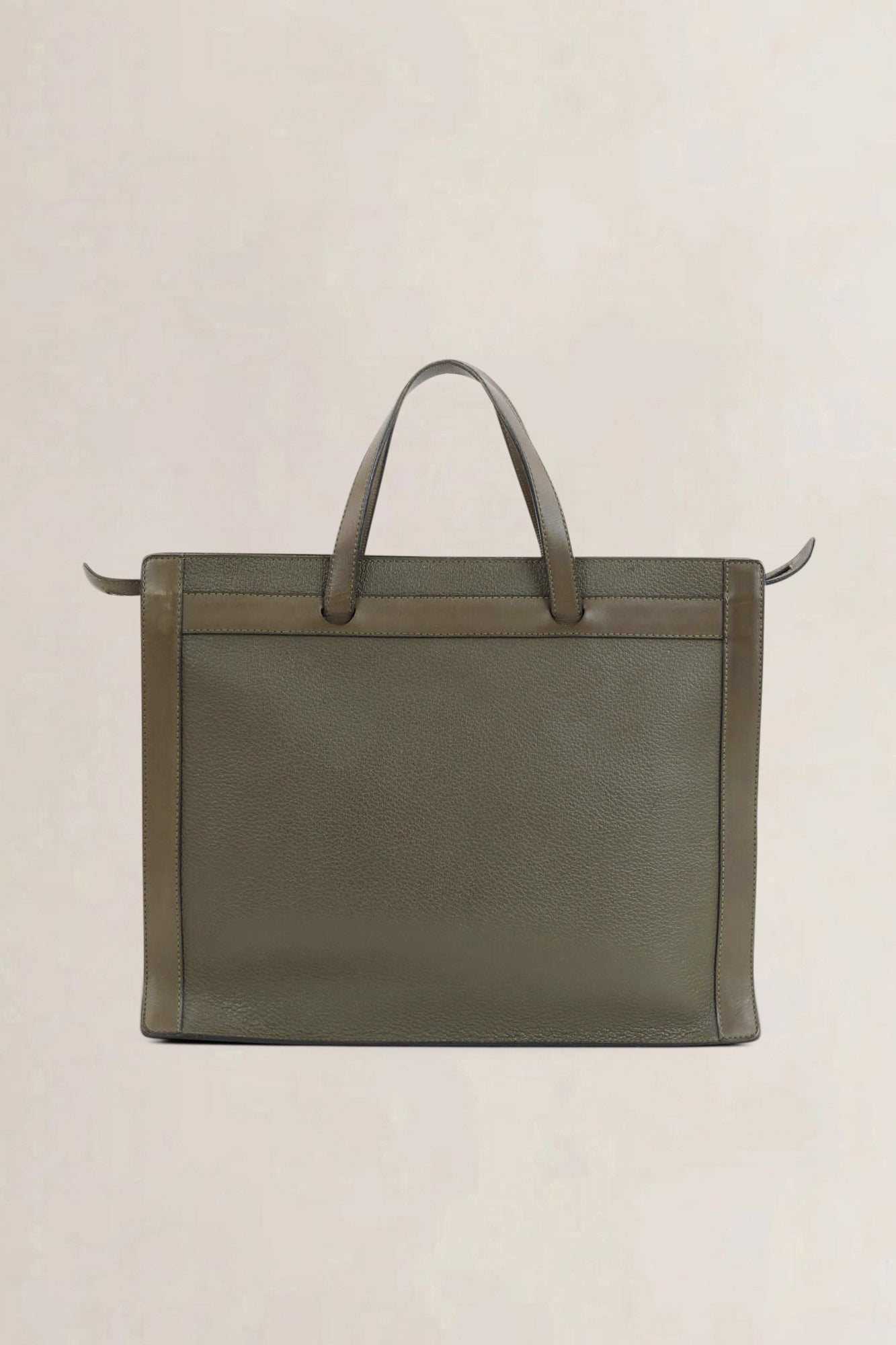 Deux De Delvaux Green Leather Top Handle Bag