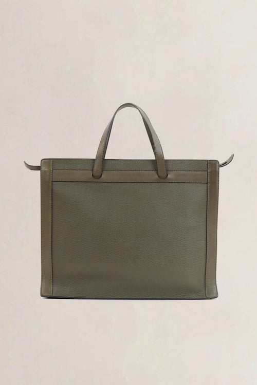Deux De Delvaux Green Leather Top Handle Bag