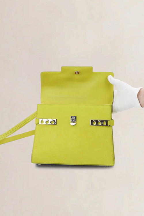 Delvaux Absinthe Limited Edition Tempête Croco/Suède Crossbody Bag