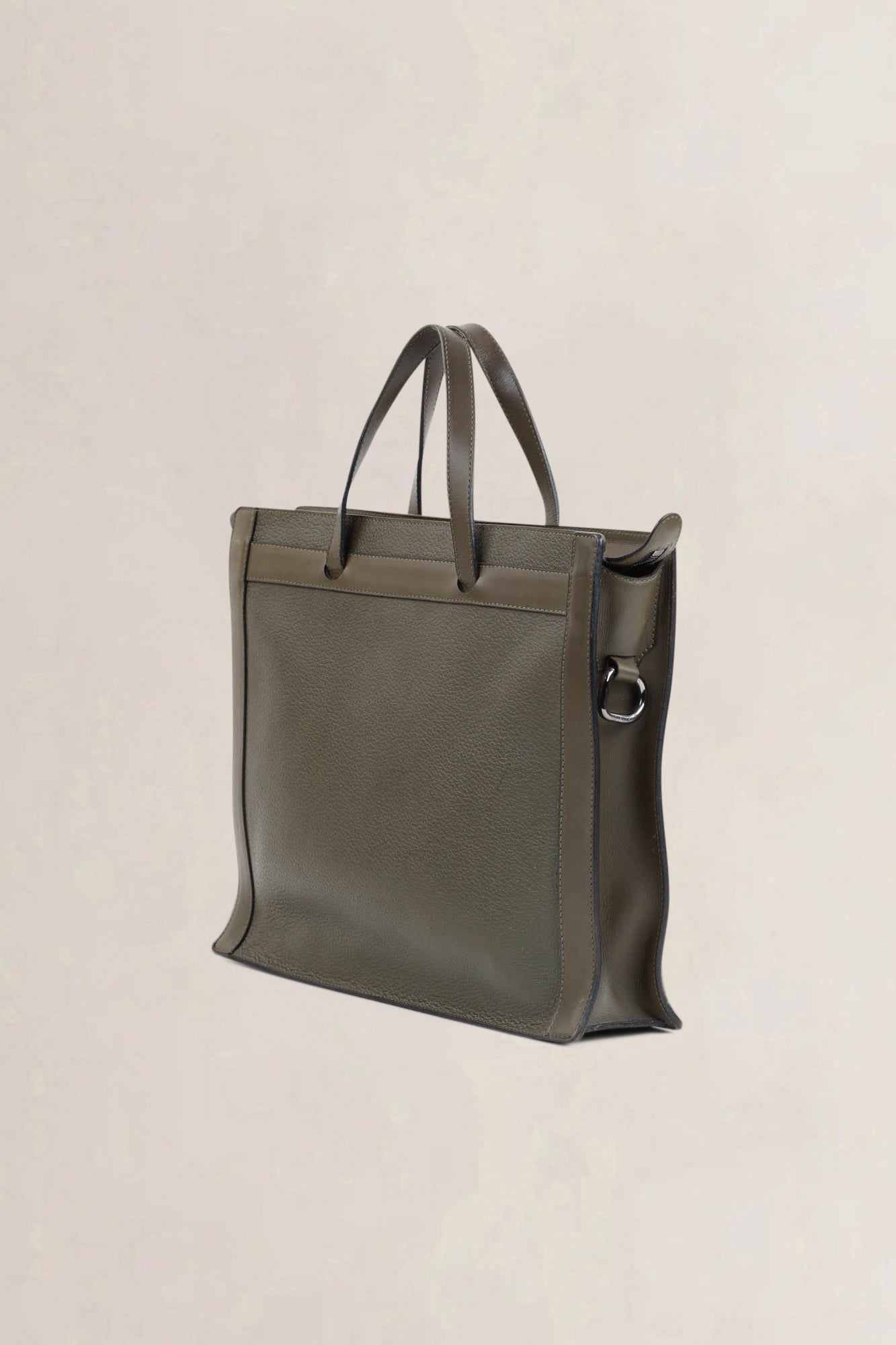 Deux De Delvaux Green Leather Top Handle Bag