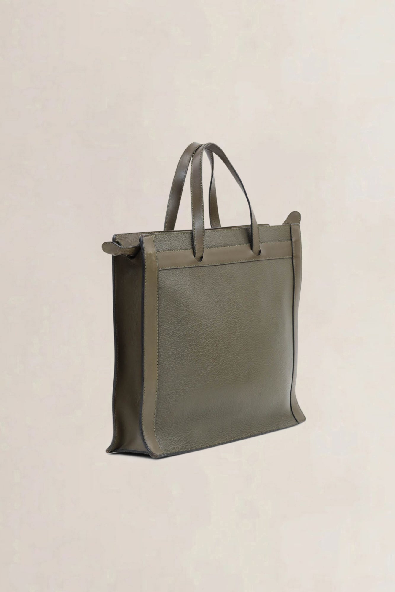 Deux De Delvaux Green Leather Top Handle Bag