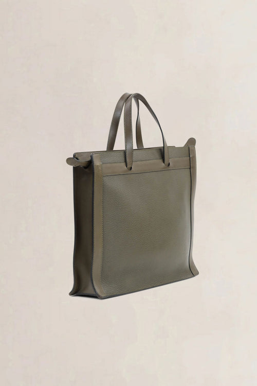 Deux De Delvaux Green Leather Top Handle Bag