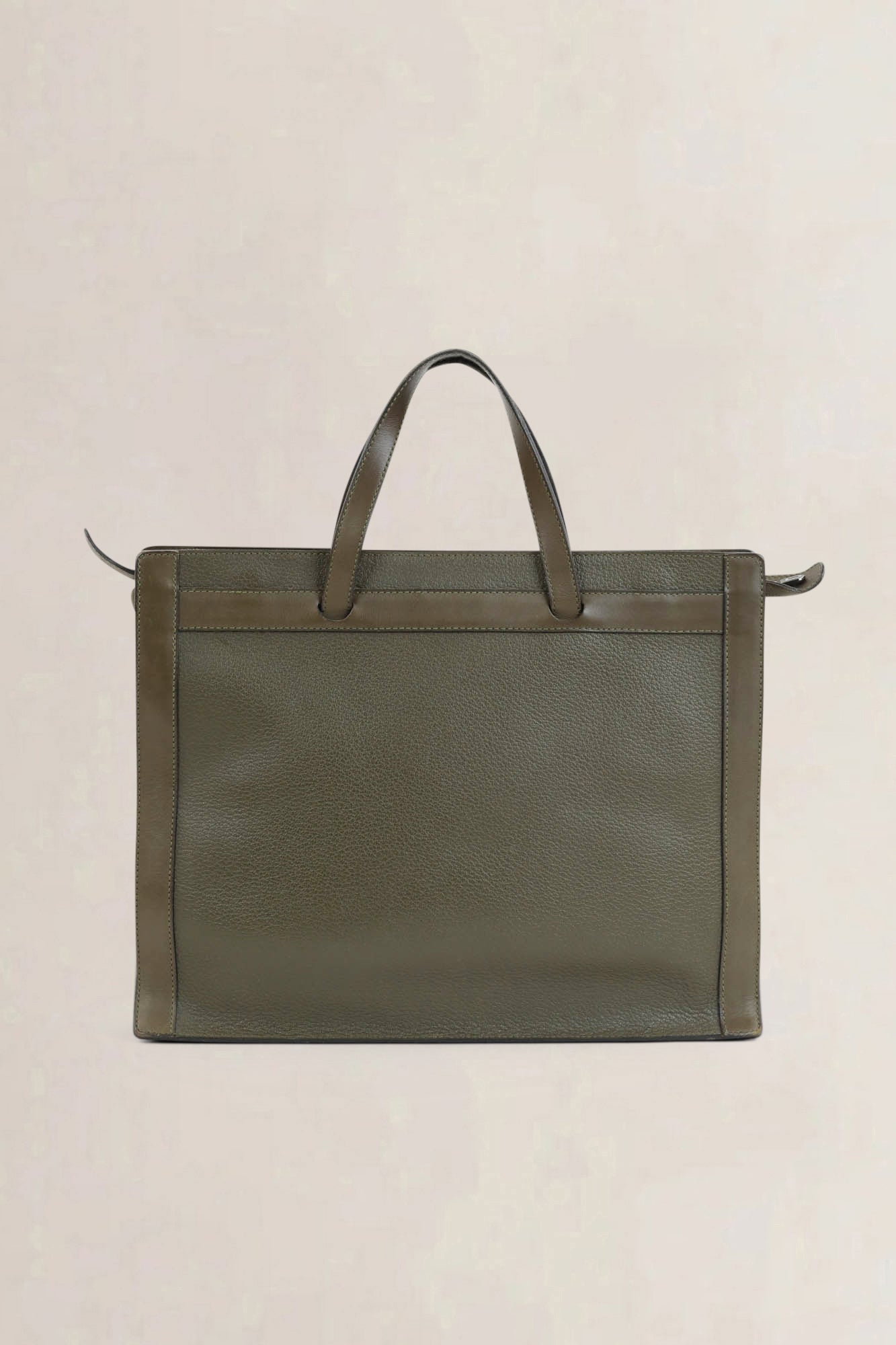 Deux De Delvaux Green Leather Top Handle Bag