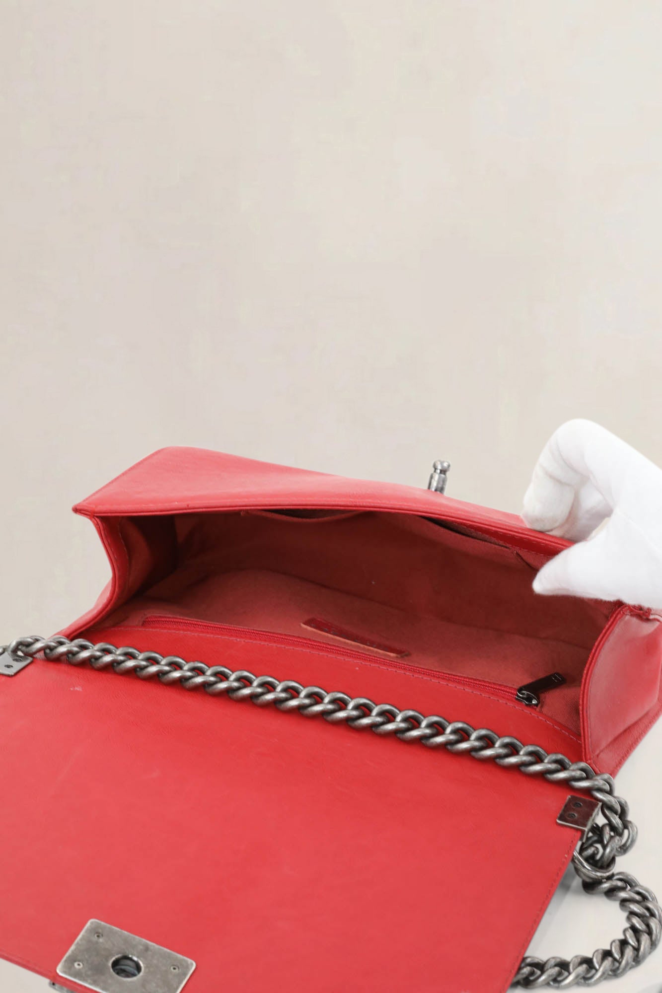 Chanel Red Quilted Leather Large Boy Crossbody Bag