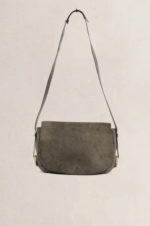 Delvaux Taupe Nubuck Crossbody Bag