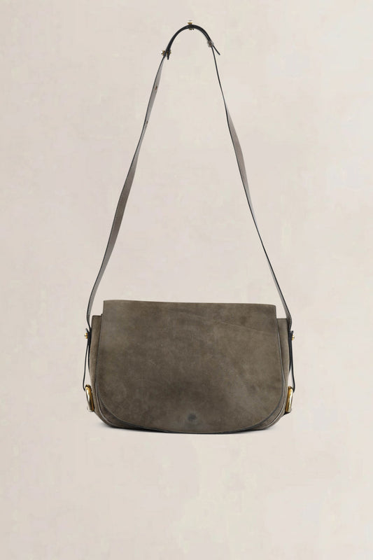 Delvaux Taupe Nubuck Crossbody Bag
