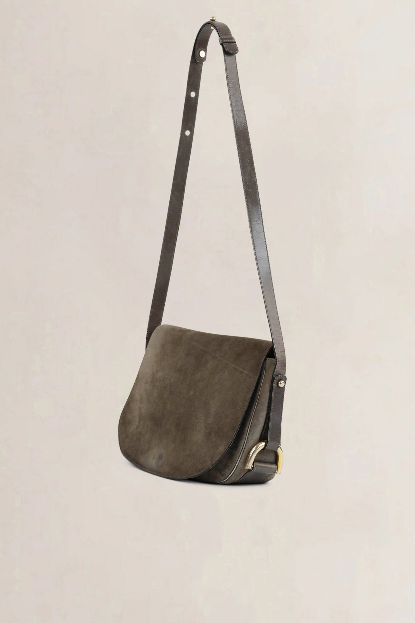 Delvaux Taupe Nubuck Crossbody Bag