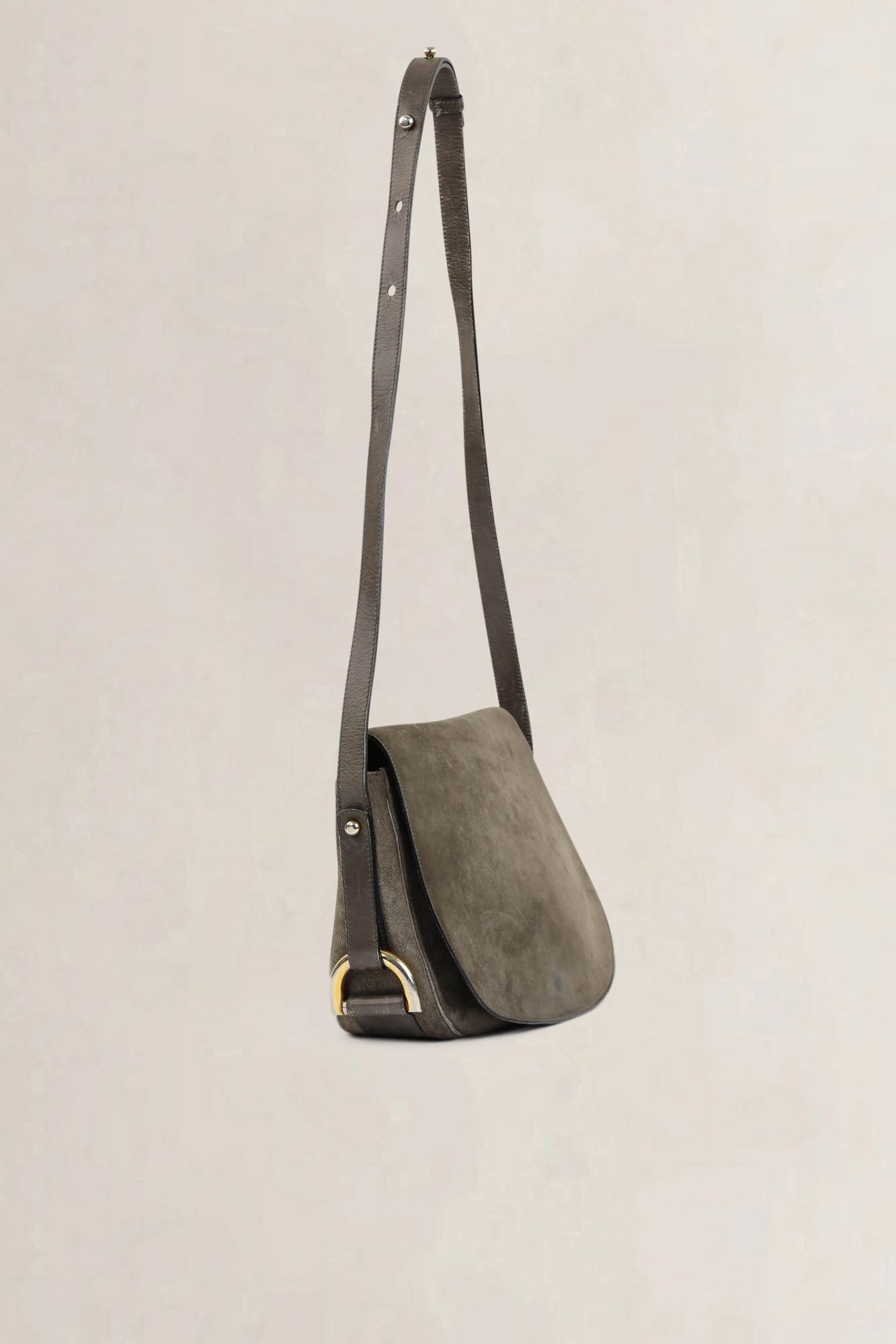 Delvaux Taupe Nubuck Crossbody Bag