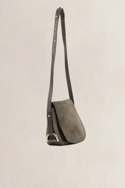 Delvaux Taupe Nubuck Crossbody Bag