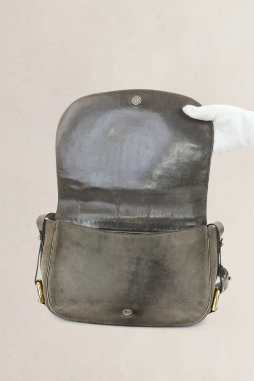 Delvaux Taupe Nubuck Crossbody Bag